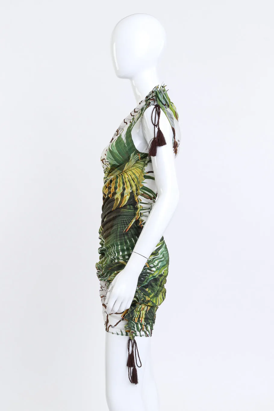 Pleated Palm Print Dress