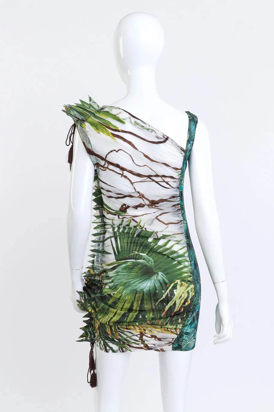 Pleated Palm Print Dress