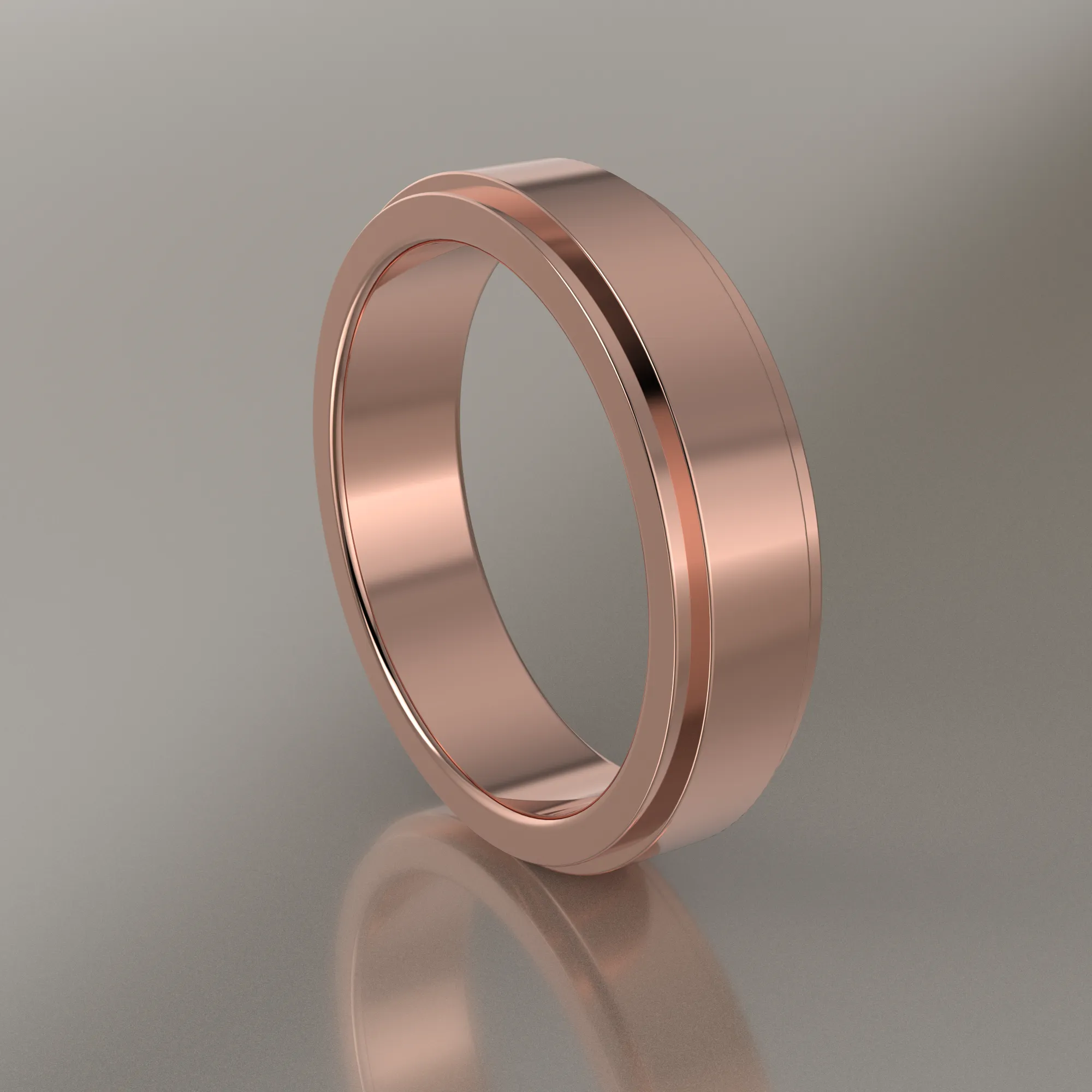Polished Rose Gold 5mm Step Edge Wedding Band