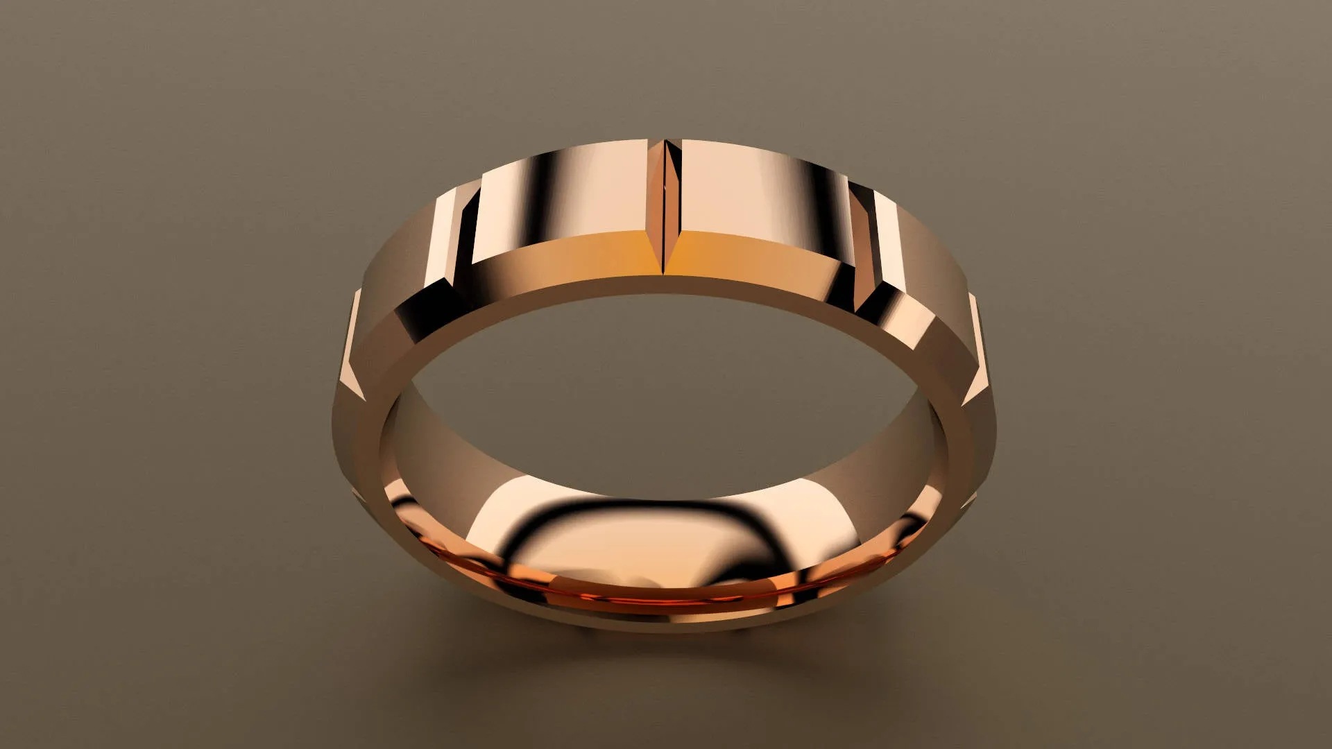 Polished Rose Gold 6mm Beveled Edge Wedding Band