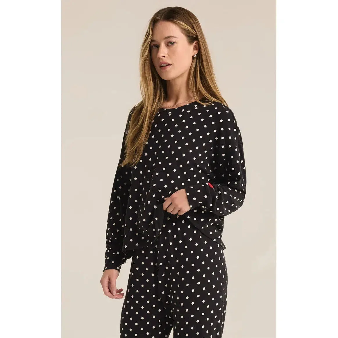 POLKA DOT BRUSHED KNIT TOP