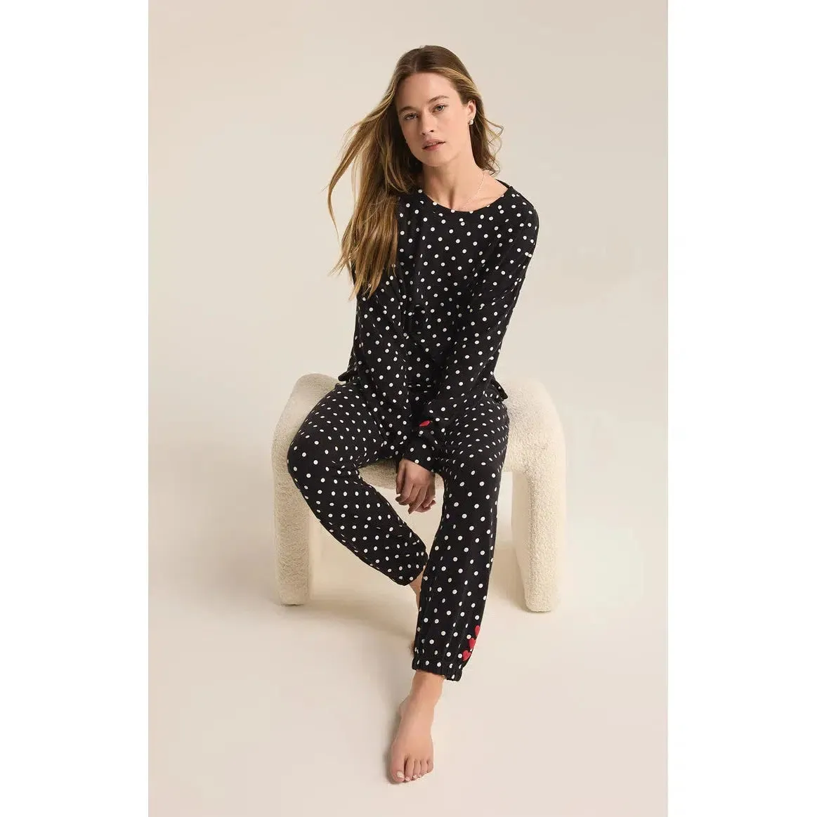 POLKA DOT BRUSHED KNIT TOP