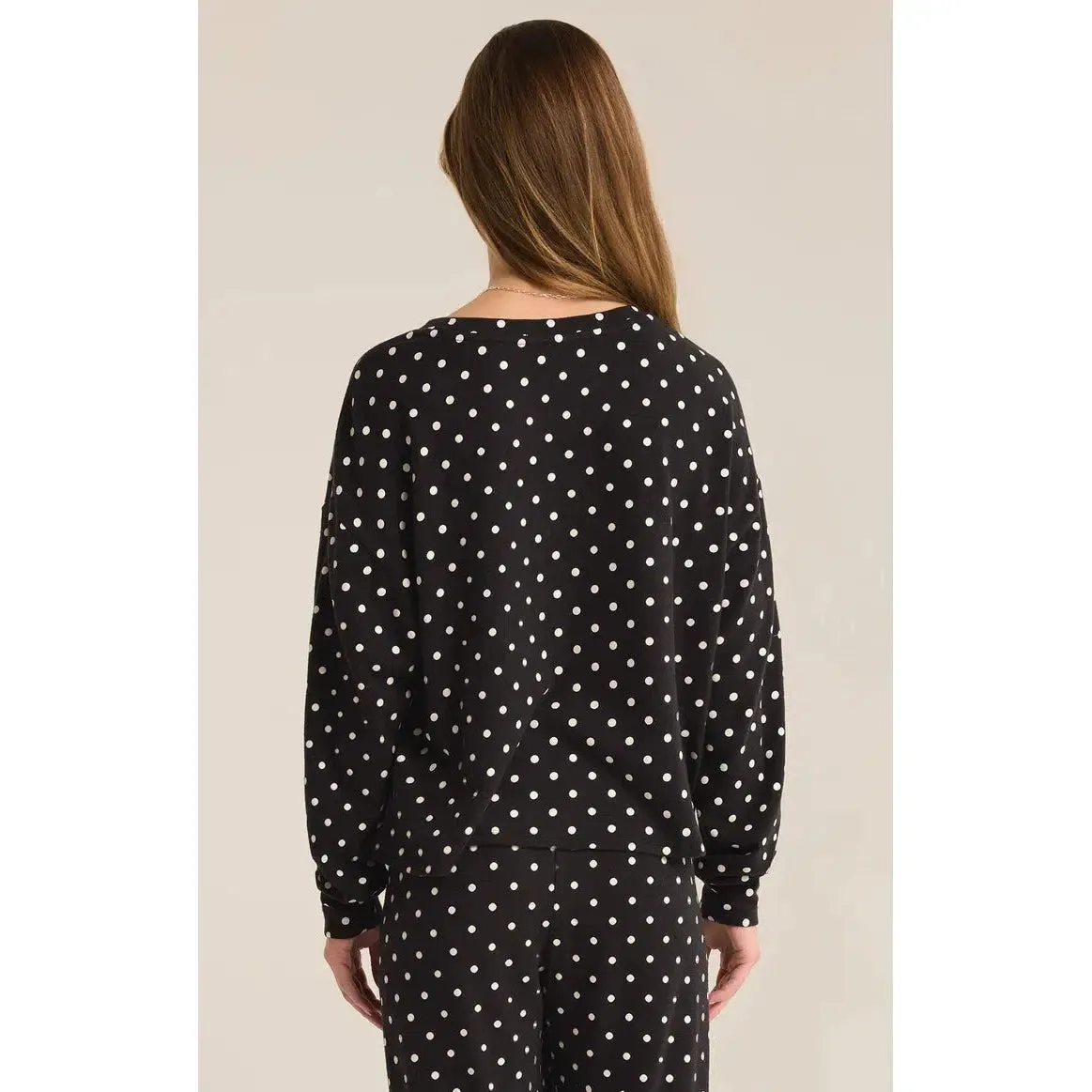 POLKA DOT BRUSHED KNIT TOP