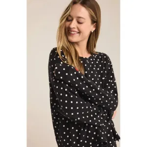 POLKA DOT BRUSHED KNIT TOP