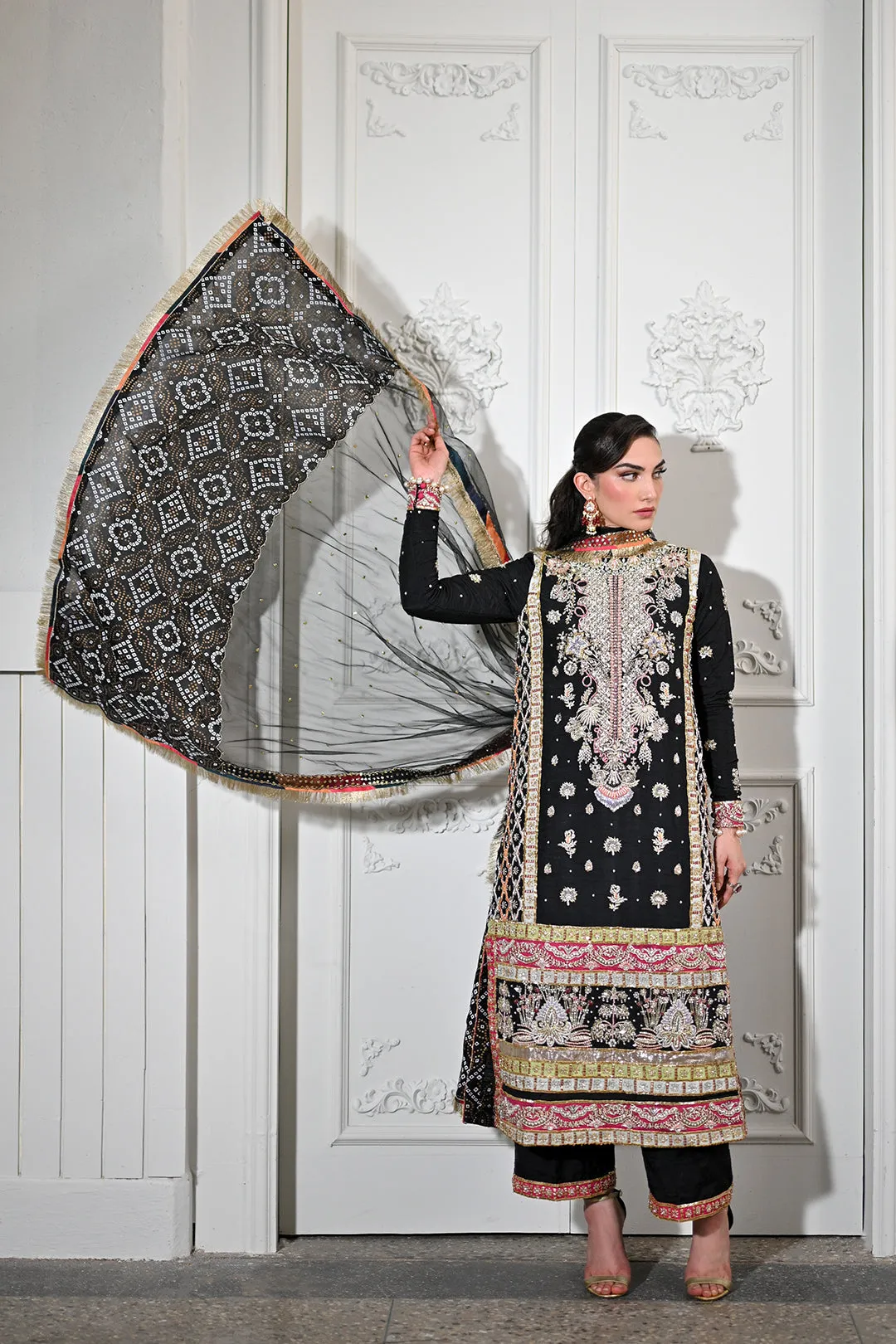 Premium Black Kameez Trouser Pakistani Wedding Dress