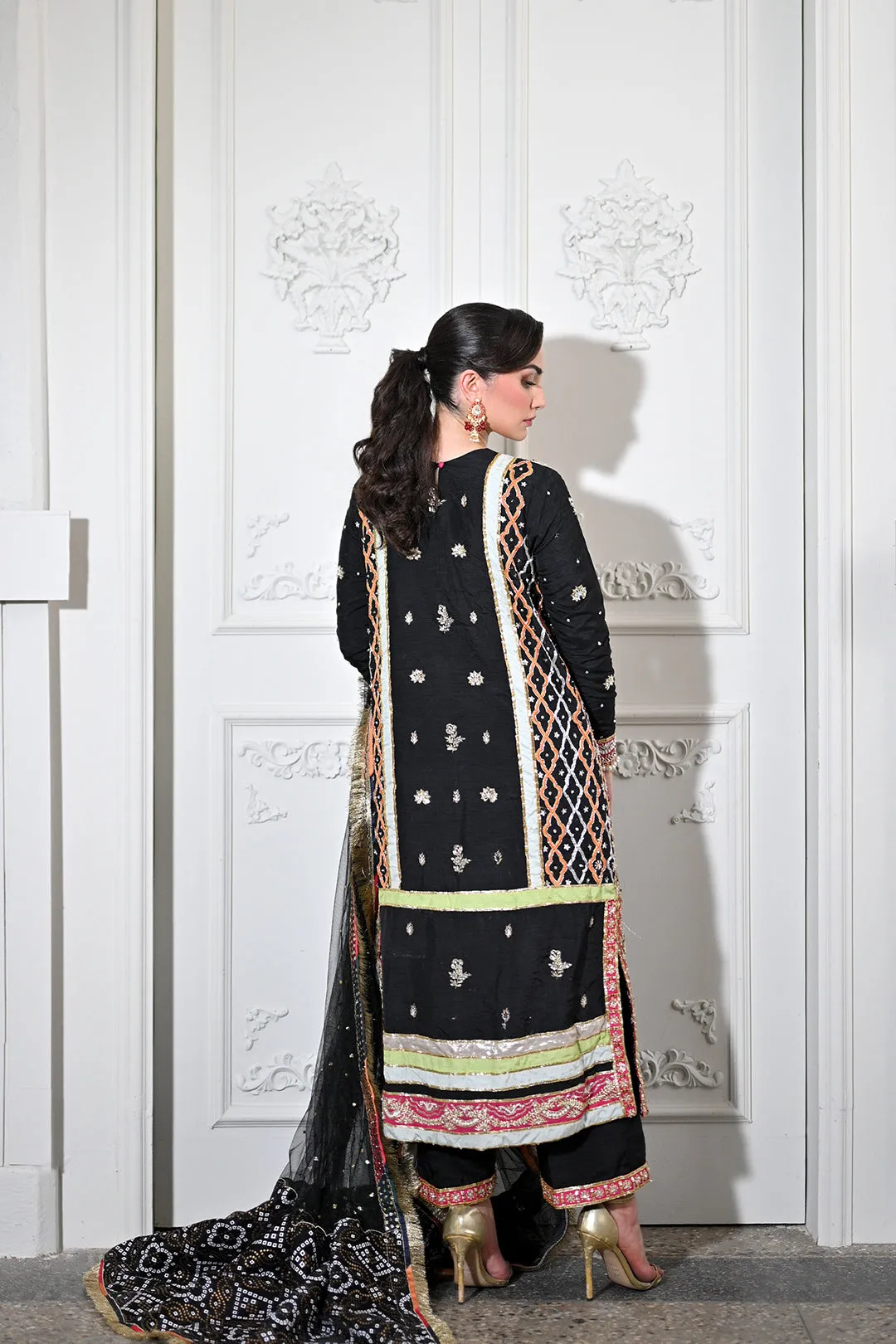 Premium Black Kameez Trouser Pakistani Wedding Dress
