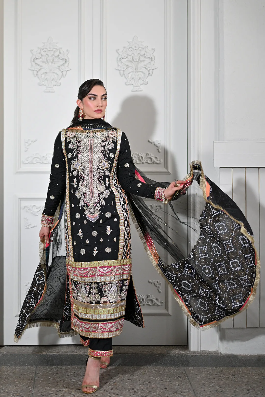 Premium Black Kameez Trouser Pakistani Wedding Dress