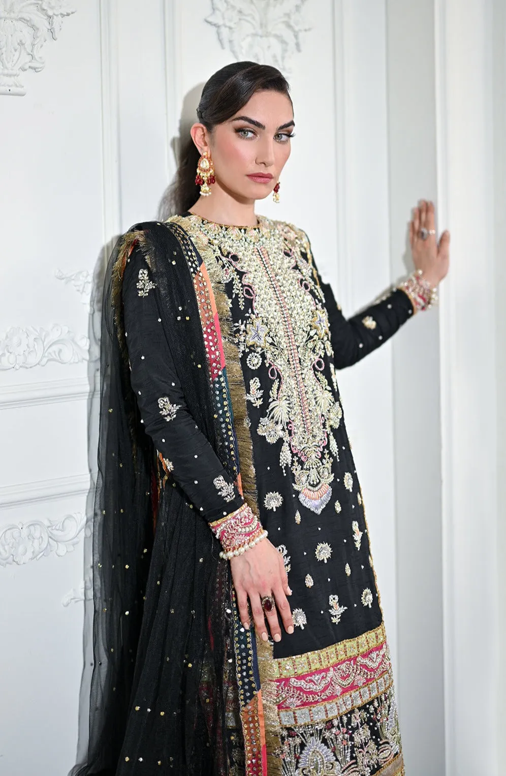 Premium Black Kameez Trouser Pakistani Wedding Dress