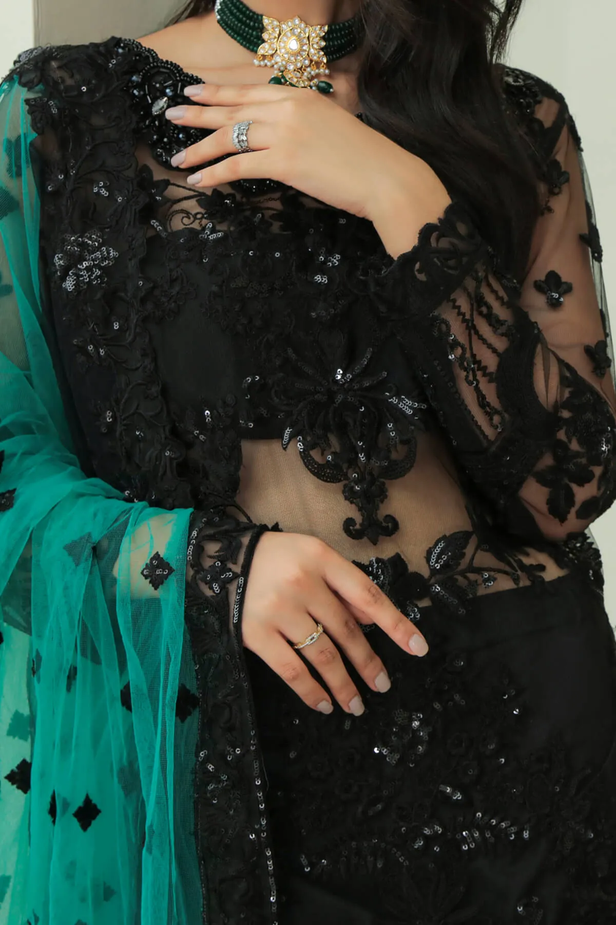 Premium Embroidered Pakistani Salwar Kameez in Black