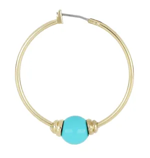 Pérola Collection - Turquoise Large Hoop Gold Earrings