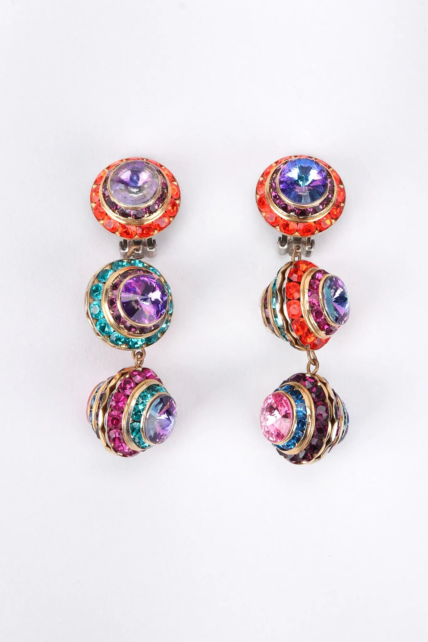 Rainbow Disco Ball Drop Earrings