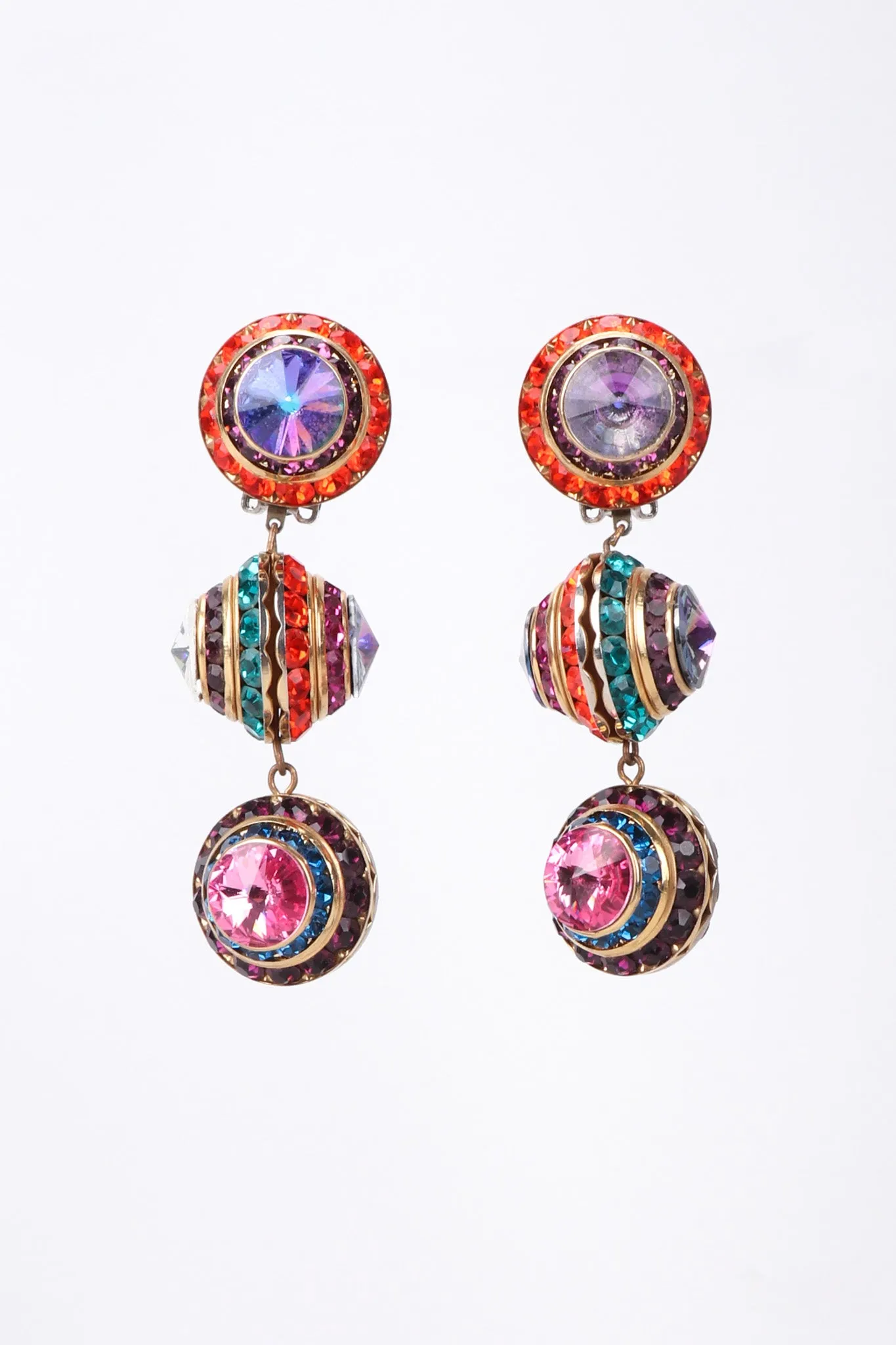Rainbow Disco Ball Drop Earrings