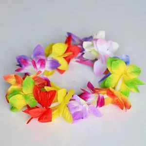 Rainbow Multi Color Orchid Lei Flower Head Crown Band Luau or Wedding