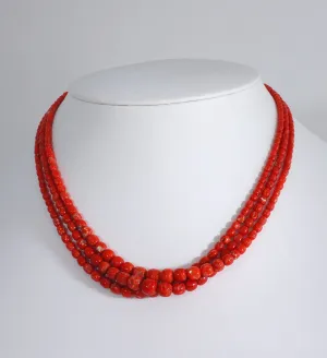 Red Coral 3-Strand Necklace