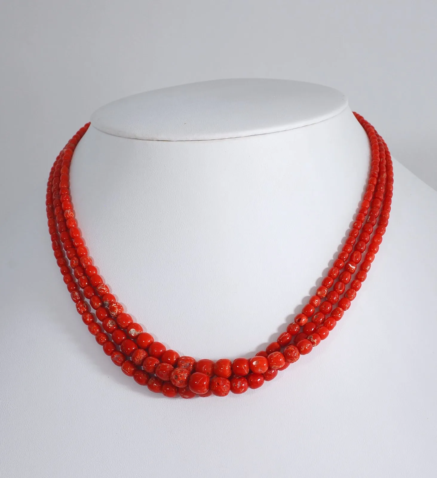 Red Coral 3-Strand Necklace