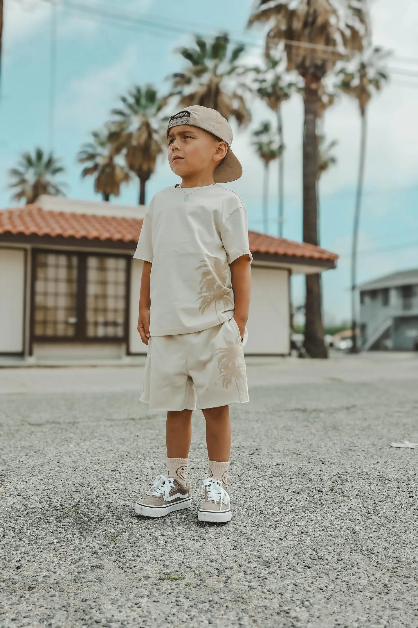 Resort Palm Sweatshort - Cream