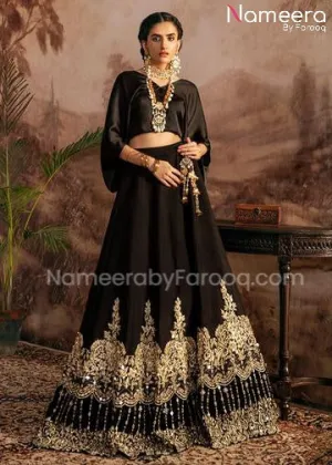 Royal Black Lehenga Skirt for Wedding Wear Online #PN71