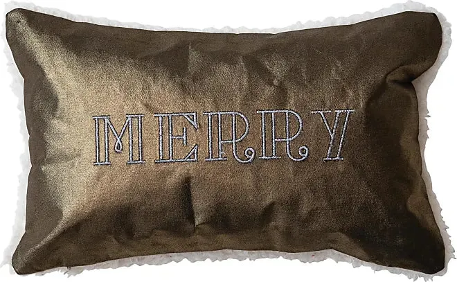 SALE - LAME METALLIC SILVER & GOLD PILLOW || MERRY