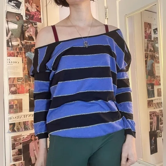 Sandro Off the Shoulder Striped Sweater Size 1