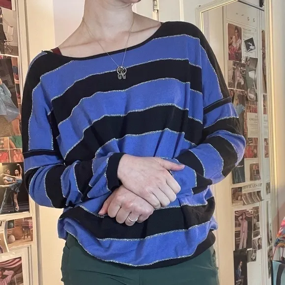 Sandro Off the Shoulder Striped Sweater Size 1