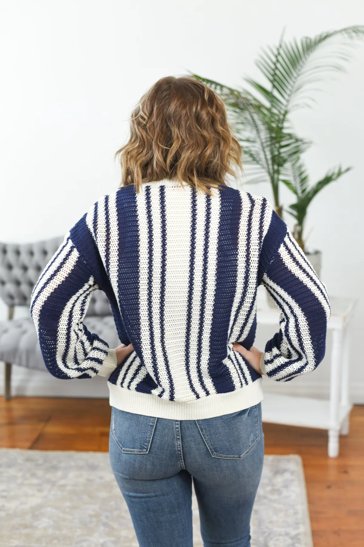 Saphira Striped Open Knit Sweater