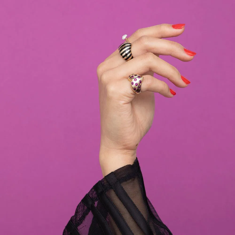 Sapphire Chubby Heart Polka Dot Ring