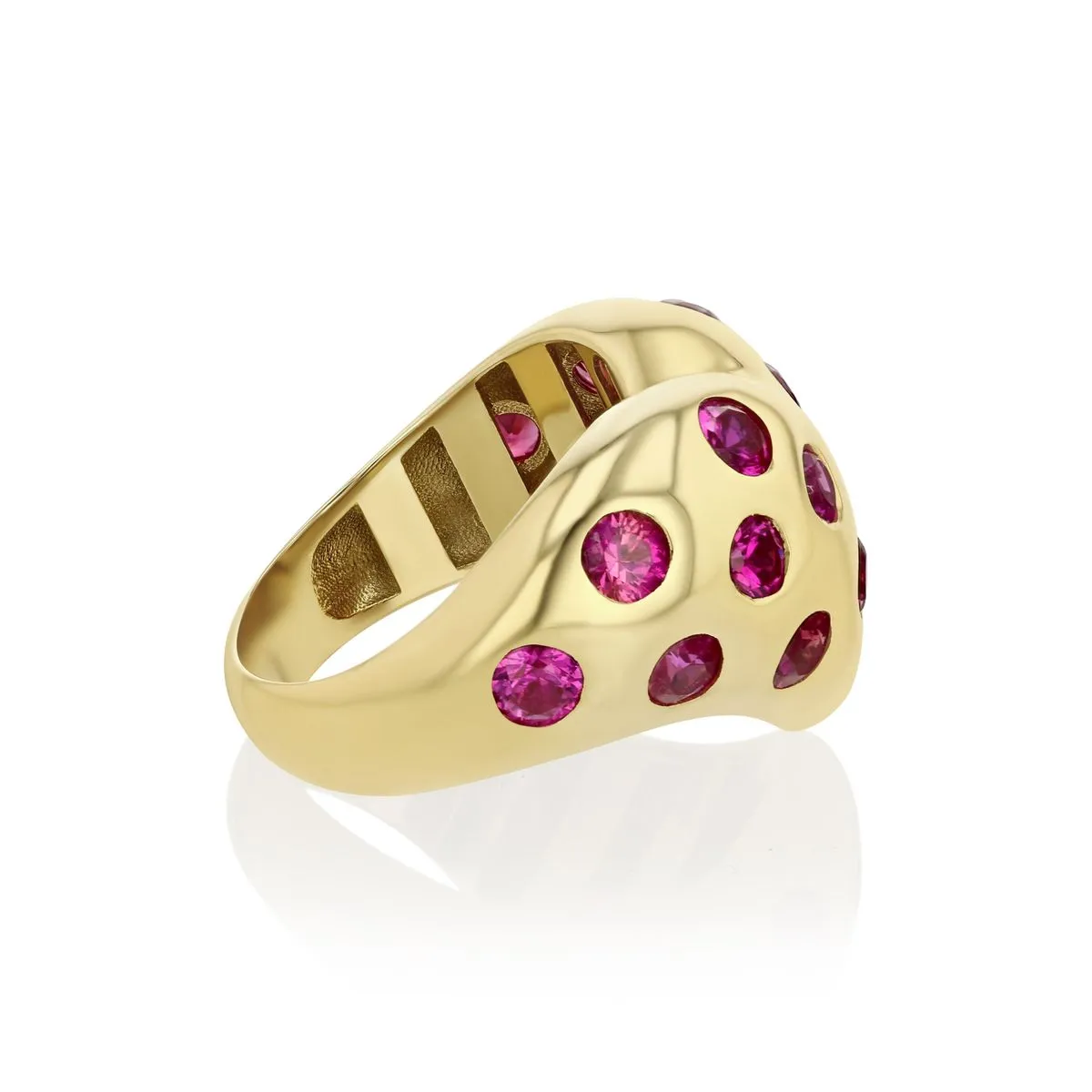 Sapphire Chubby Heart Polka Dot Ring