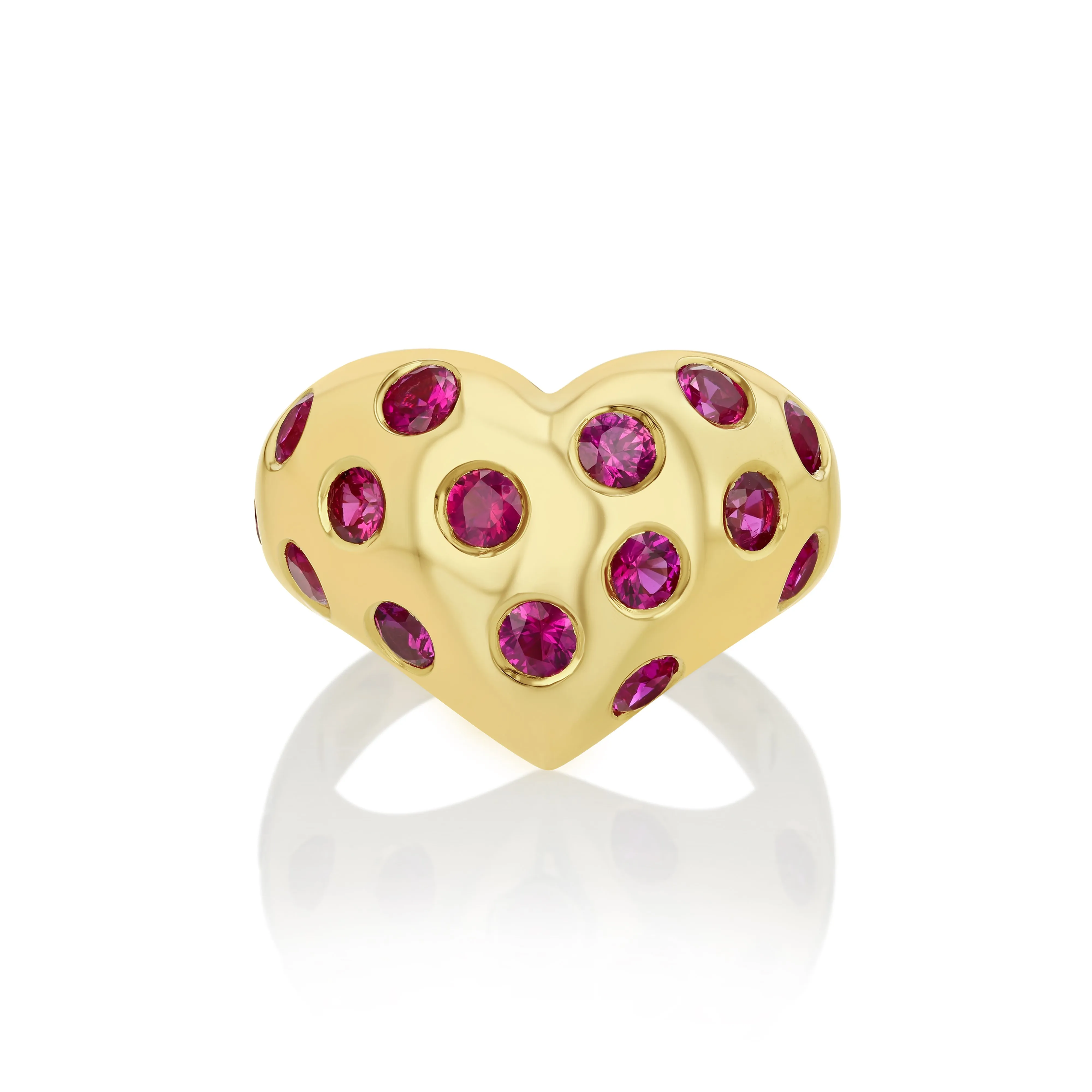 Sapphire Chubby Heart Polka Dot Ring