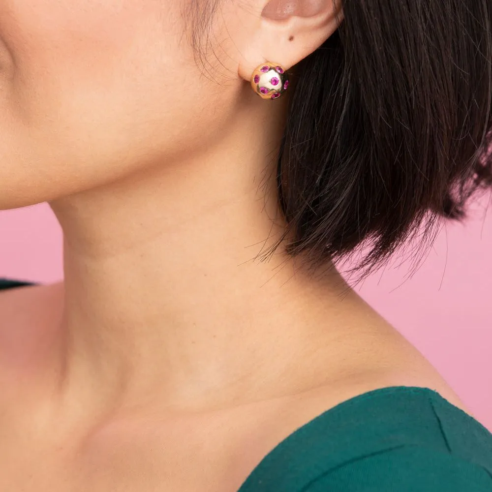 Sapphire Polka Dot Ball Earrings
