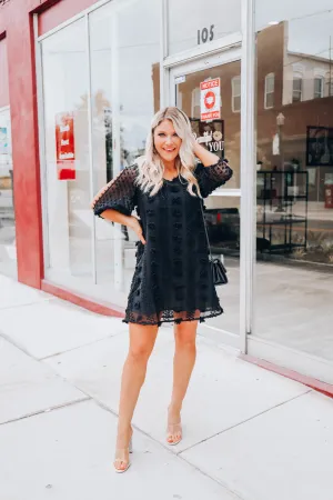 Scarlet Swiss Dot Dress- Black S-3X
