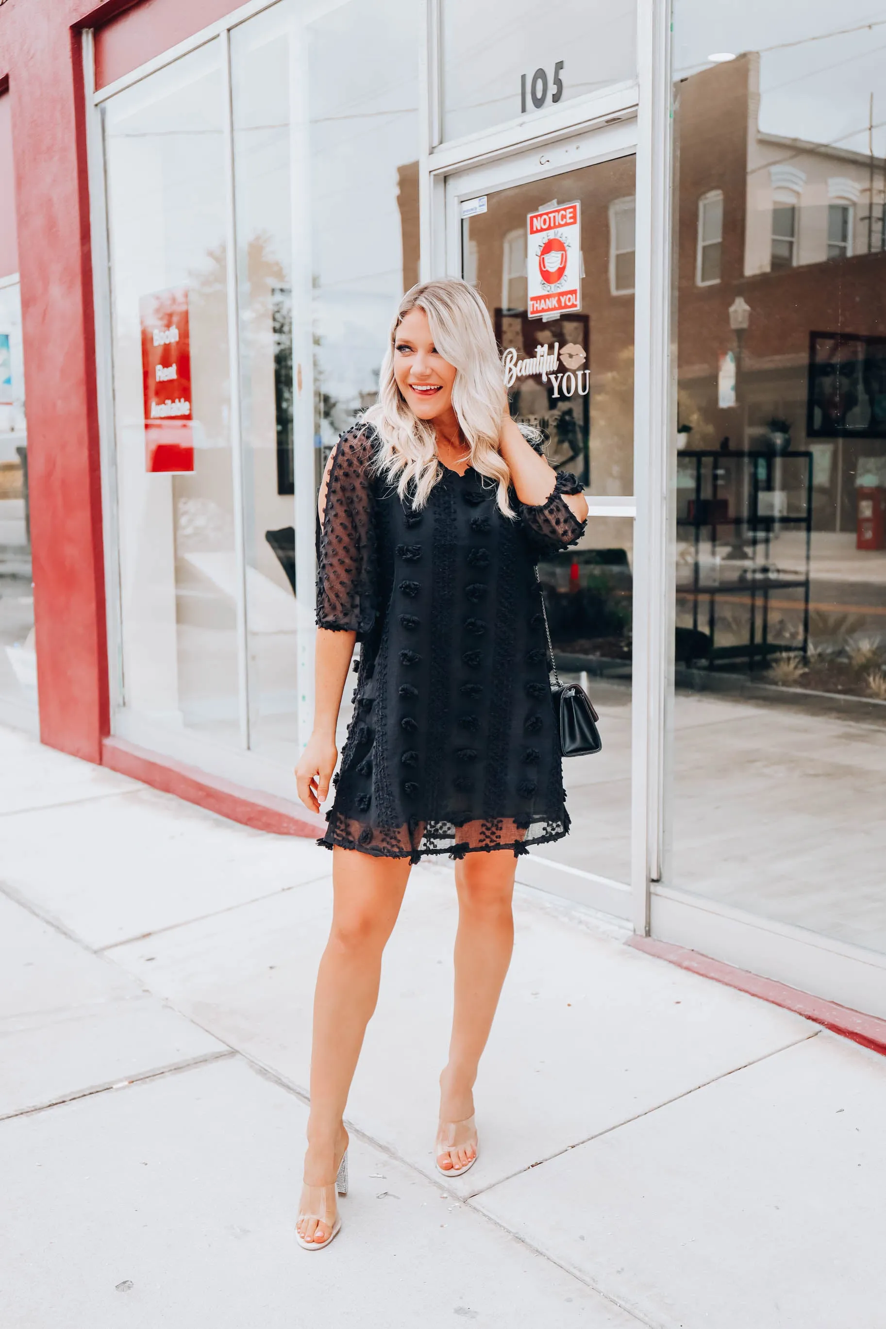 Scarlet Swiss Dot Dress- Black S-3X