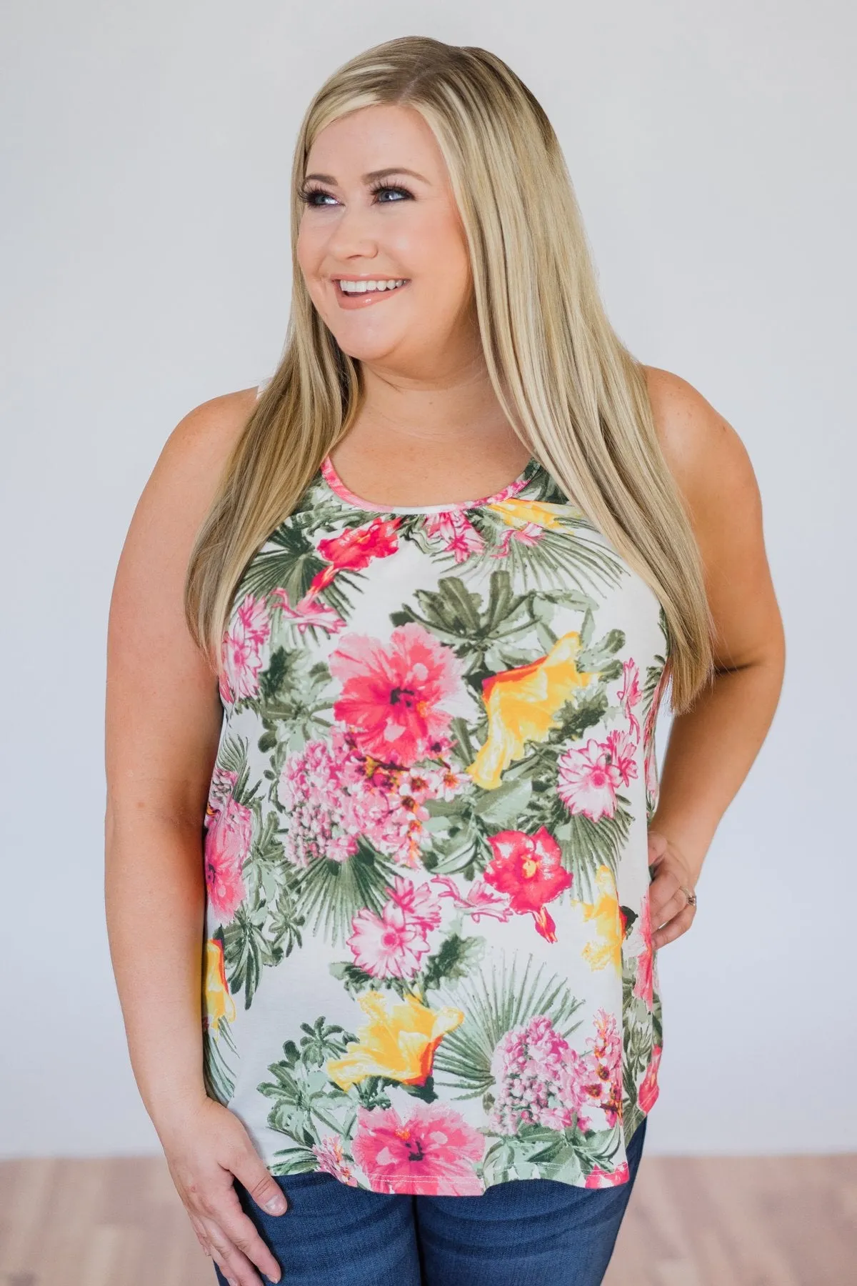 Secrets of Nature Tropical Floral Tank Top