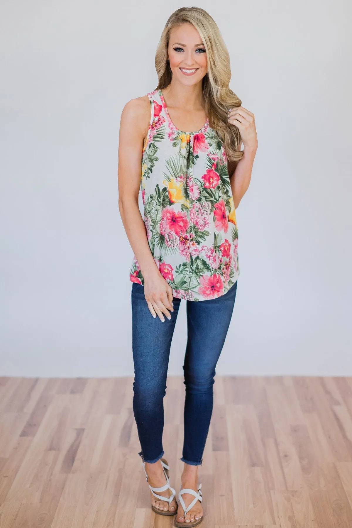 Secrets of Nature Tropical Floral Tank Top