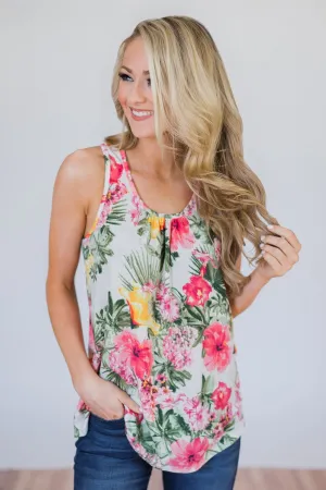 Secrets of Nature Tropical Floral Tank Top