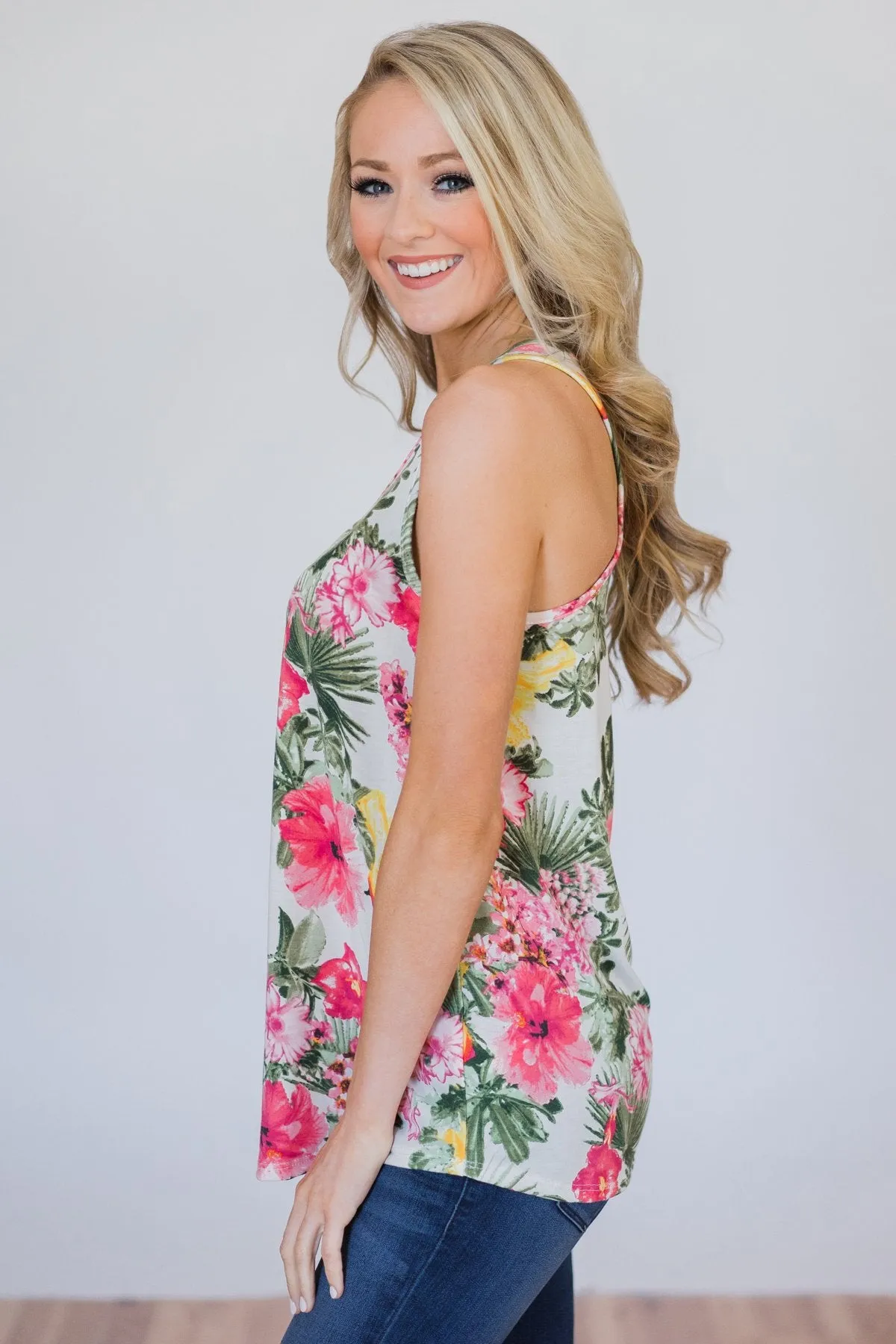 Secrets of Nature Tropical Floral Tank Top