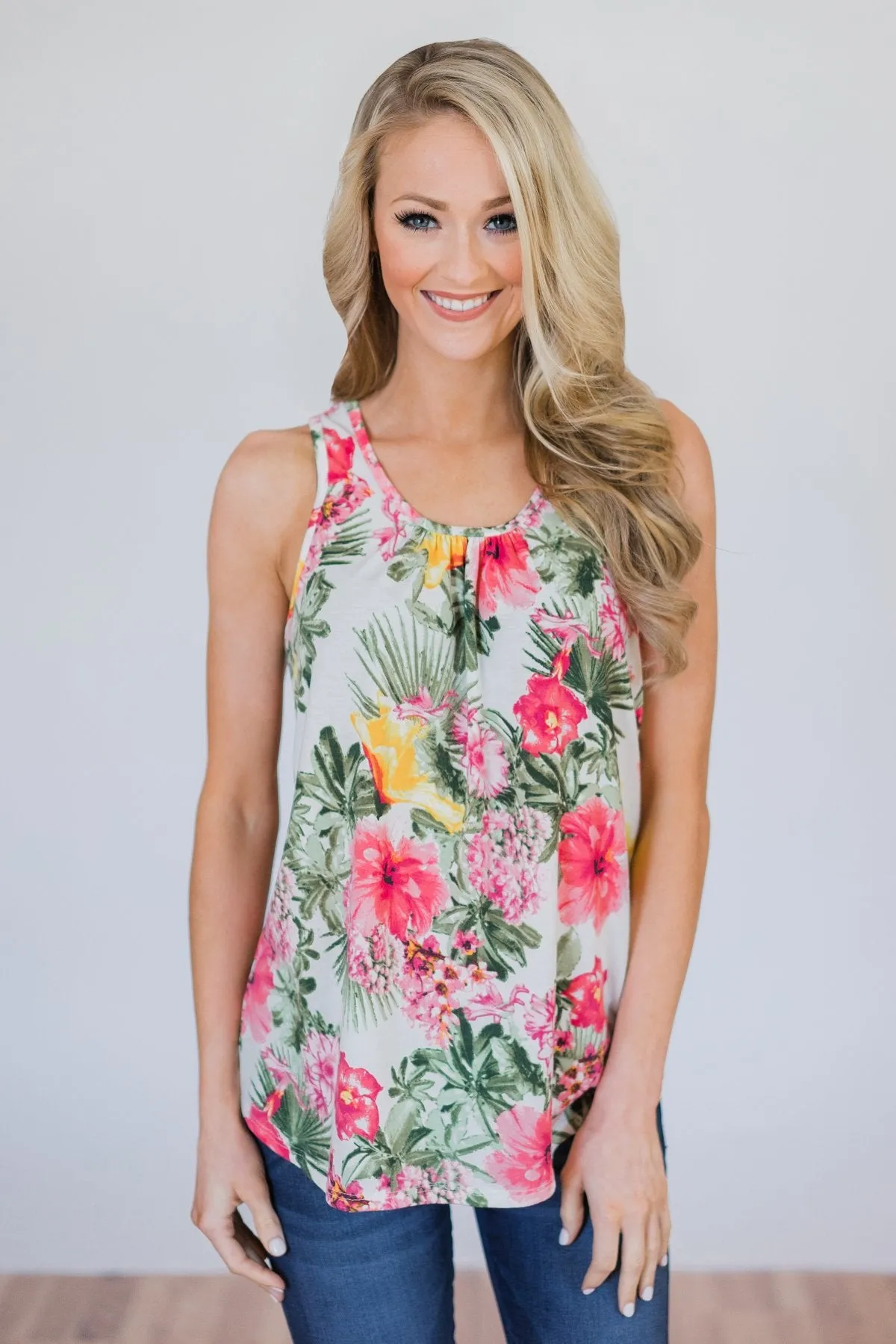 Secrets of Nature Tropical Floral Tank Top