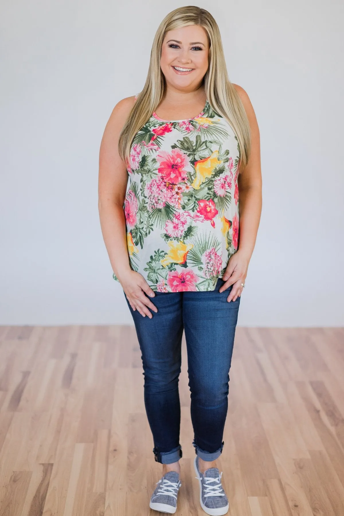 Secrets of Nature Tropical Floral Tank Top