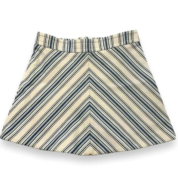 See By Chloe Womens Chevron Striped Mini Skirt Cotton Linen Mix
