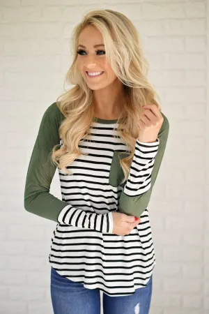 Shape of You Olive & Stripes Top