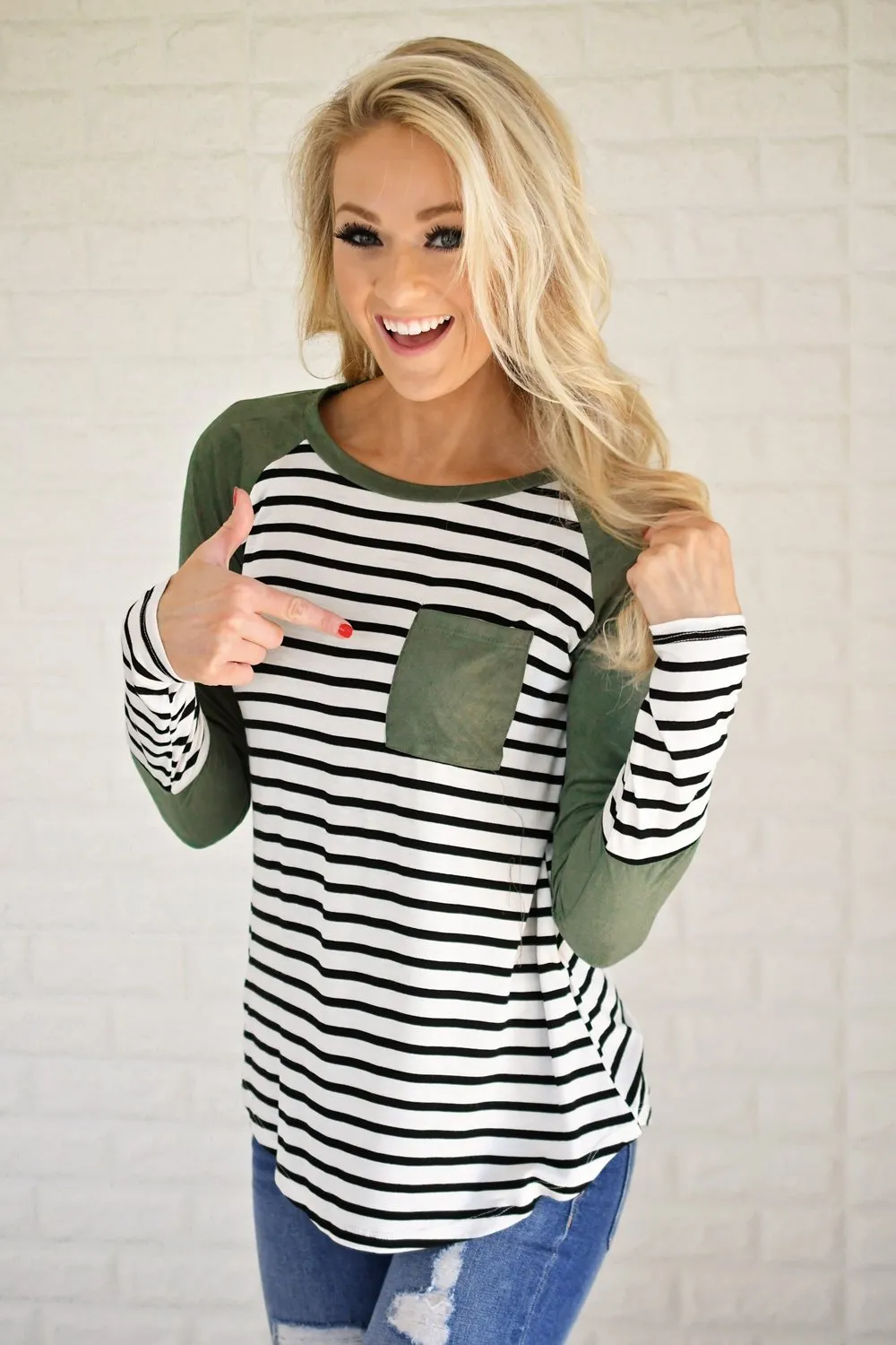 Shape of You Olive & Stripes Top