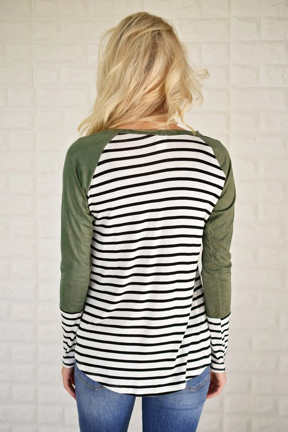 Shape of You Olive & Stripes Top