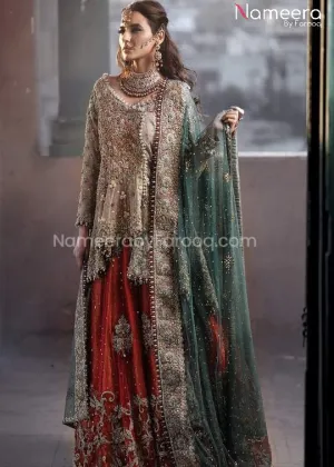 Short Frock and Lehenga Bridal Dress Pakistani #BS53