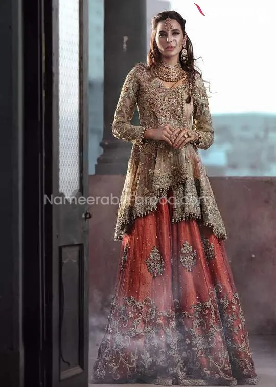 Short Frock and Lehenga Bridal Dress Pakistani #BS53