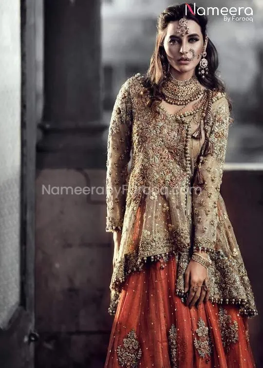 Short Frock and Lehenga Bridal Dress Pakistani #BS53