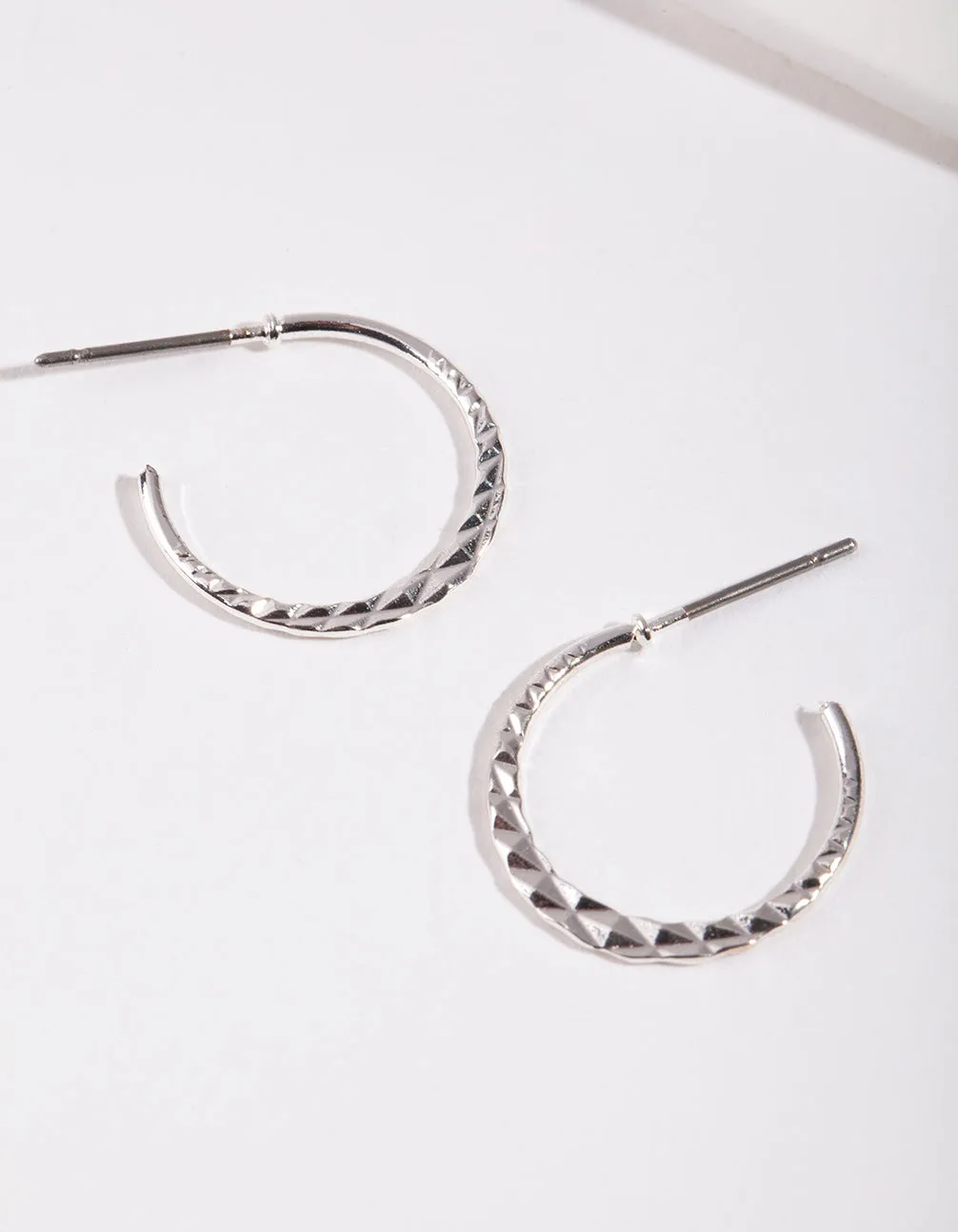 Silver 16MM Beaded Hoop Earrings