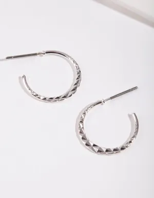 Silver 16MM Beaded Hoop Earrings