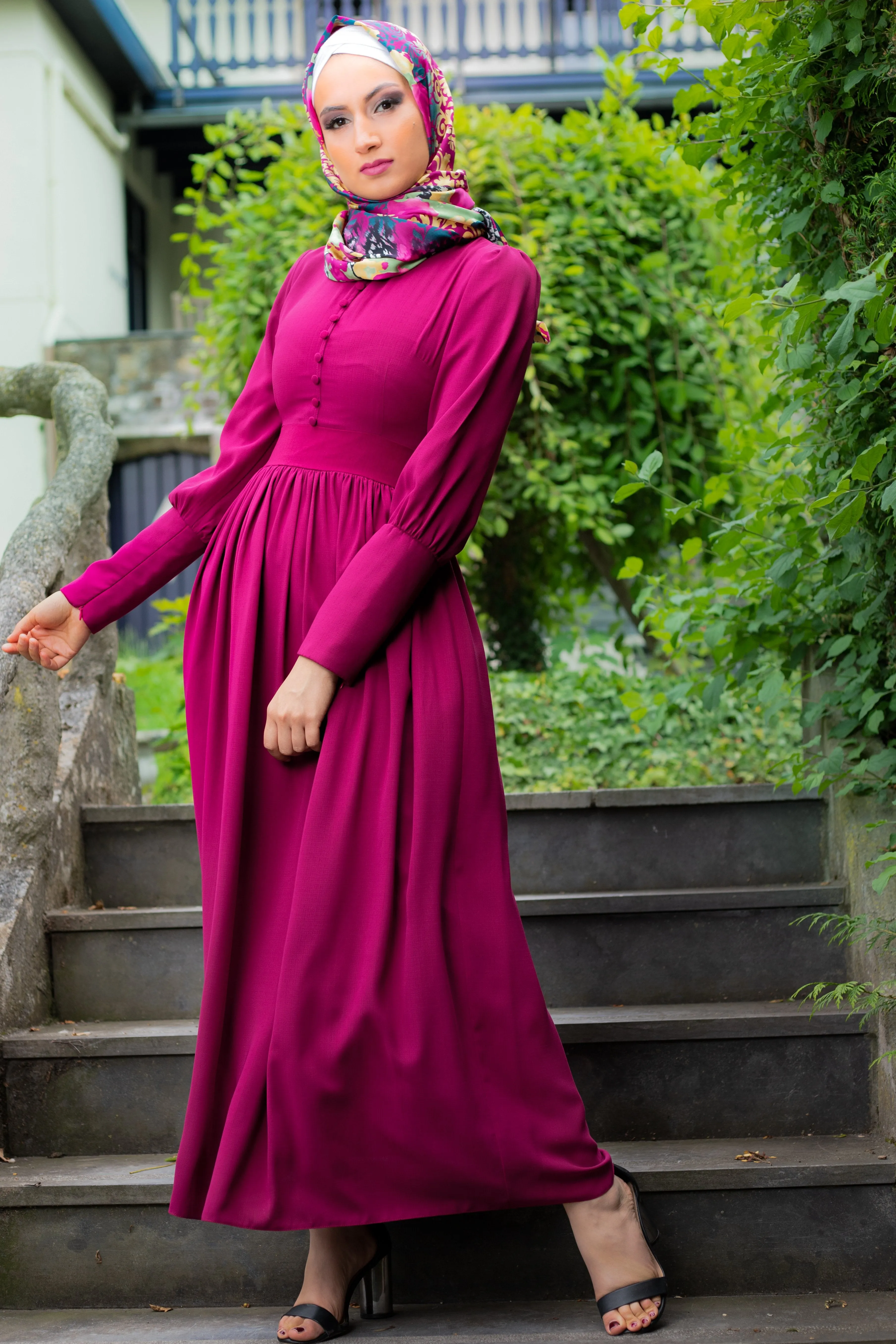 Simple Elegant Dress | Fully Lined | Violet Color