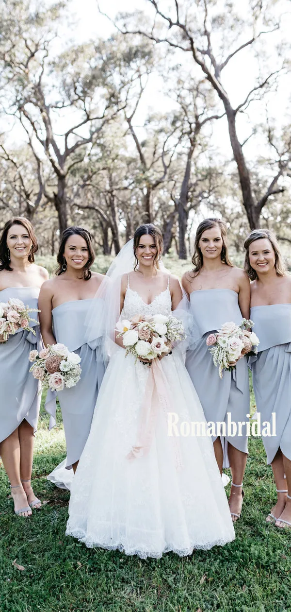 Simple Straight Side Slit Short Bridesmaid Dresses Online,RBWG0065