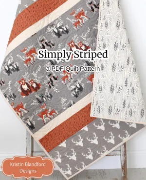 Simply Striped Quilt Pattern, Modern Strip Baby Toddler Size, Quilting Sewing Fast Easy Simple Beginner, Large Fabrics Scale, Fun Quick