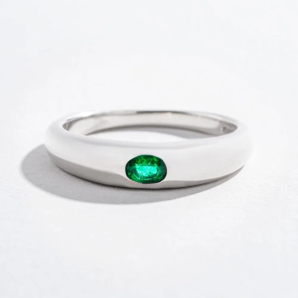 SINGLE GEM DOME RING | 14K GOLD | EMERALD